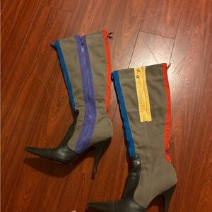 D&G Multicolor Heeled Boots with Zipper Accents